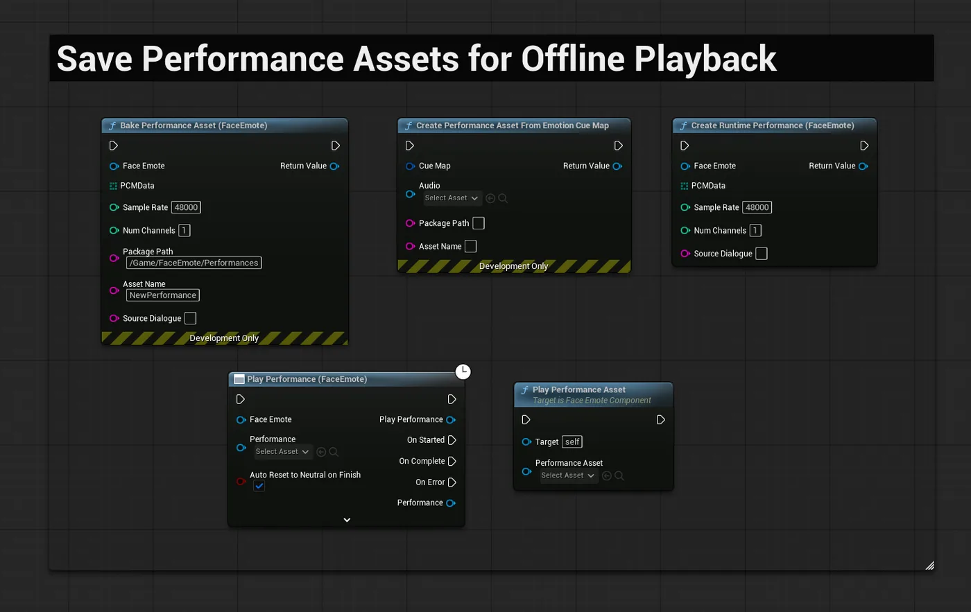 Blueprint graph for saving performance assets